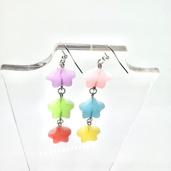 Sugar Star Earrings - Cute Pastel Kawaii Jewelry - Fun Sparkly Accessory - Picture 4 of 8